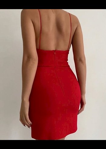 Kırmızı Drapeli Mini Elbise - Görsel 2