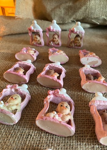 33 adetPembe Bebek Figürlü Mini Biberon  polyester biblo - Görsel 7
