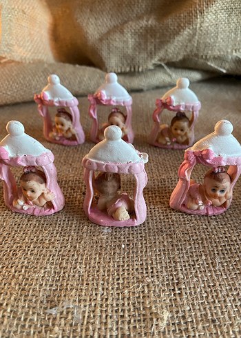 33 adetPembe Bebek Figürlü Mini Biberon  polyester biblo - Görsel 3