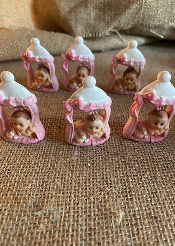 33 adetPembe Bebek Figürlü Mini Biberon  polyester biblo - Görsel 4