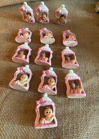 33 adetPembe Bebek Figürlü Mini Biberon  polyester biblo - Görsel 5