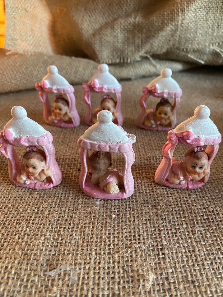 33 adetPembe Bebek Figürlü Mini Biberon  polyester biblo - Görsel 3