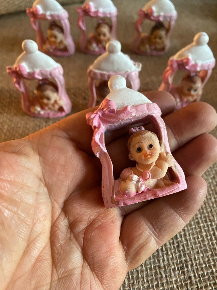 33 adetPembe Bebek Figürlü Mini Biberon  polyester biblo - Görsel 2