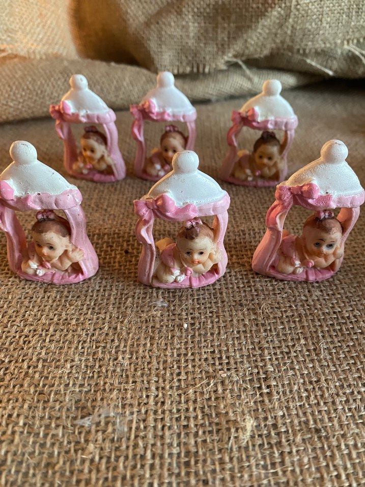 33 adetPembe Bebek Figürlü Mini Biberon  polyester biblo - Görsel 4