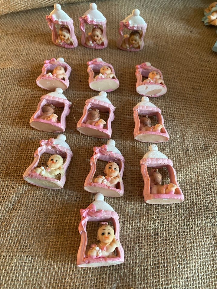 33 adetPembe Bebek Figürlü Mini Biberon  polyester biblo - Görsel 5