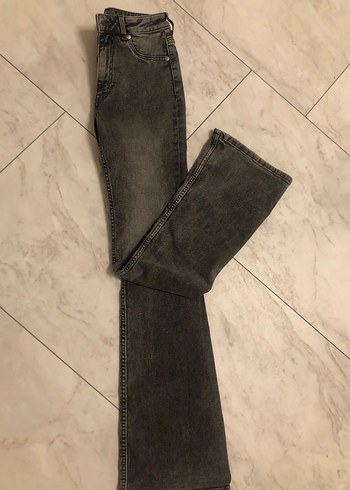 H&M Kadın Gri Denim Midi Jean Pantolon