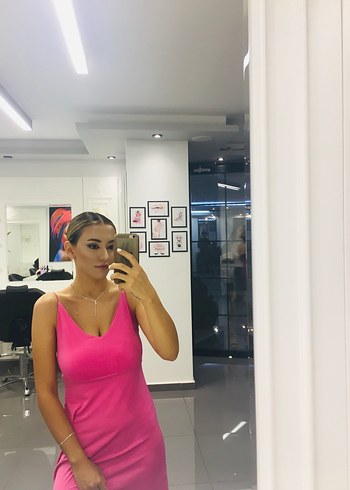 Diğer Pembe Midi Kadın Gece Elbisesi