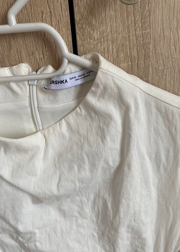32 Beden Beyaz Yüksek Yakalı Mini Elbise