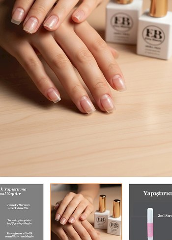 Pastel Bej Kısa Tırnak Takma - Görsel 2