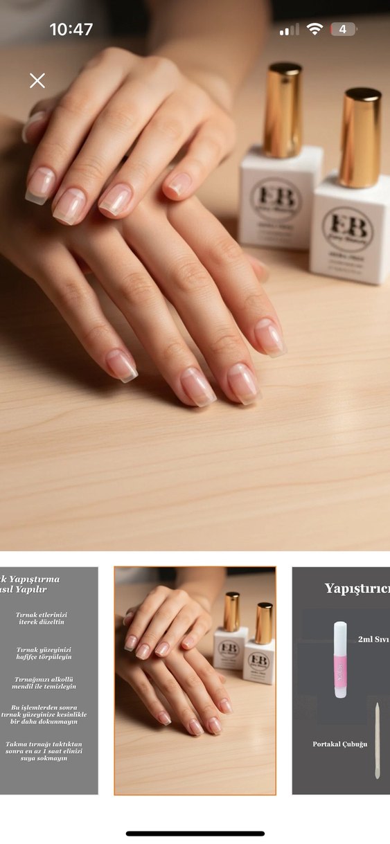 Pastel Bej Kısa Tırnak Takma - Görsel 2