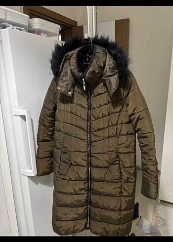 Haki kadın Kışlık Kürklü Mont