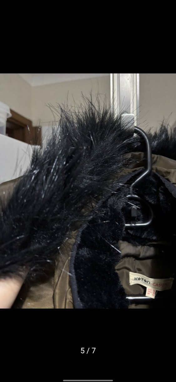 Haki kadın Kışlık Kürklü Mont - Görsel 5