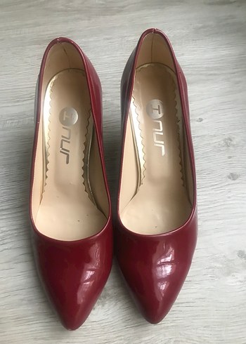 Diğer Parlak Kırmızı Stiletto Topuklu Kadın Ayakkabı