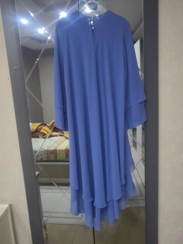 Mavi Kadın Uzun Salaş Elbise - Görsel 3