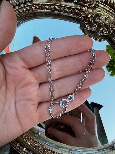 gümüş kalp ve sonsuzluk işareti bileklik