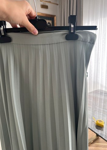 Diğer Su Yeşili Pileli Uzun Etek Kadriye Baştürk