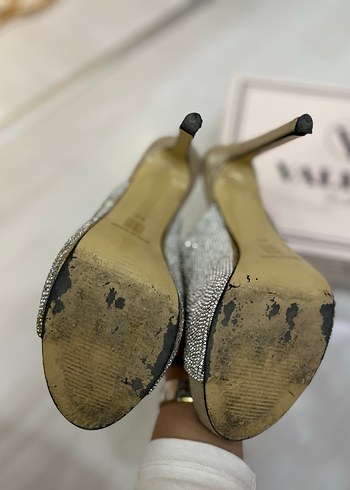 Gri Payetli Dolgu Topuklu Kadın Abiye Ayakkabı - Görsel 8