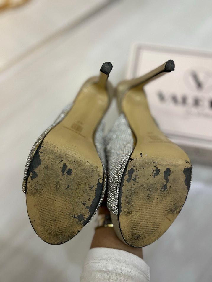 Gri Payetli Dolgu Topuklu Kadın Abiye Ayakkabı - Görsel 3