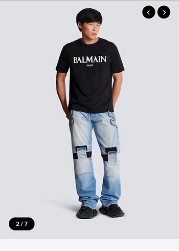 Pierre Balmain Siyah Balmain Baskili Erkek Tisort