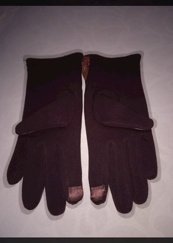 Dantel Detaylı Koyu Kahverengi Kadın Eldiven - Görsel 2