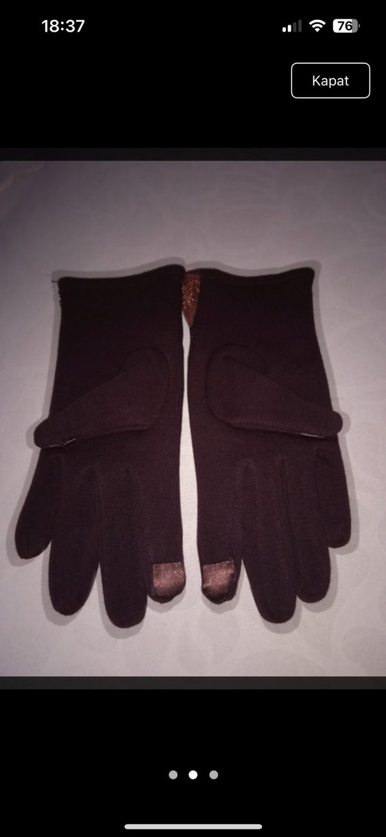 Dantel Detaylı Koyu Kahverengi Kadın Eldiven - Görsel 2