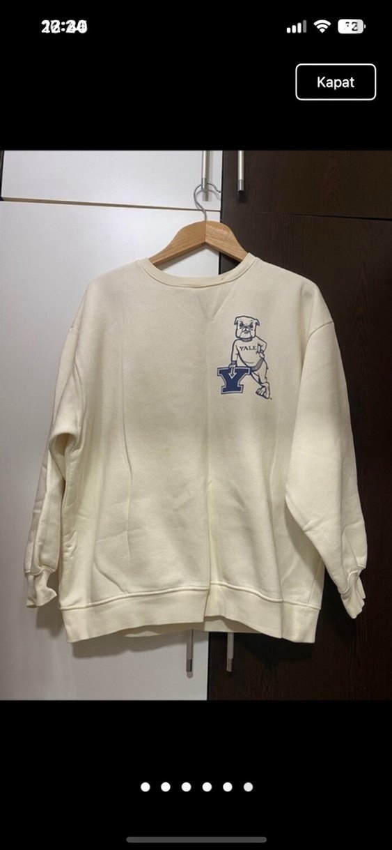 Beyaz Baskılı Oversize Sweatshirt - Görsel 2