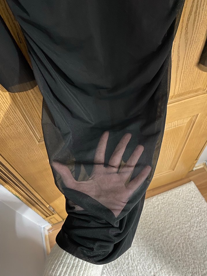 Uzun Siyah Yüksek Yakalı Dar Kesim Elbise - Görsel 4