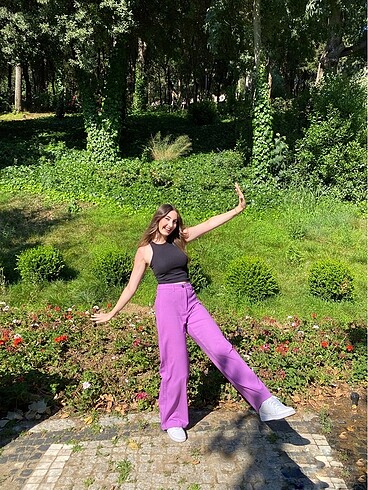 Bershka BERSHKA kumaş wide leg pantolon