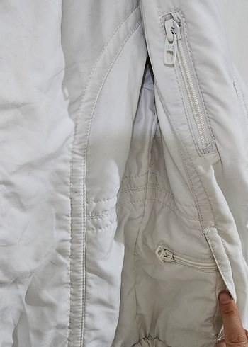 Düğmeli Beyaz Pamuklu Kadın Ceket - Görsel 6