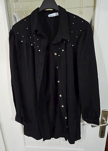 Siyah Midi Hamile Keten Ceket - Görsel 4