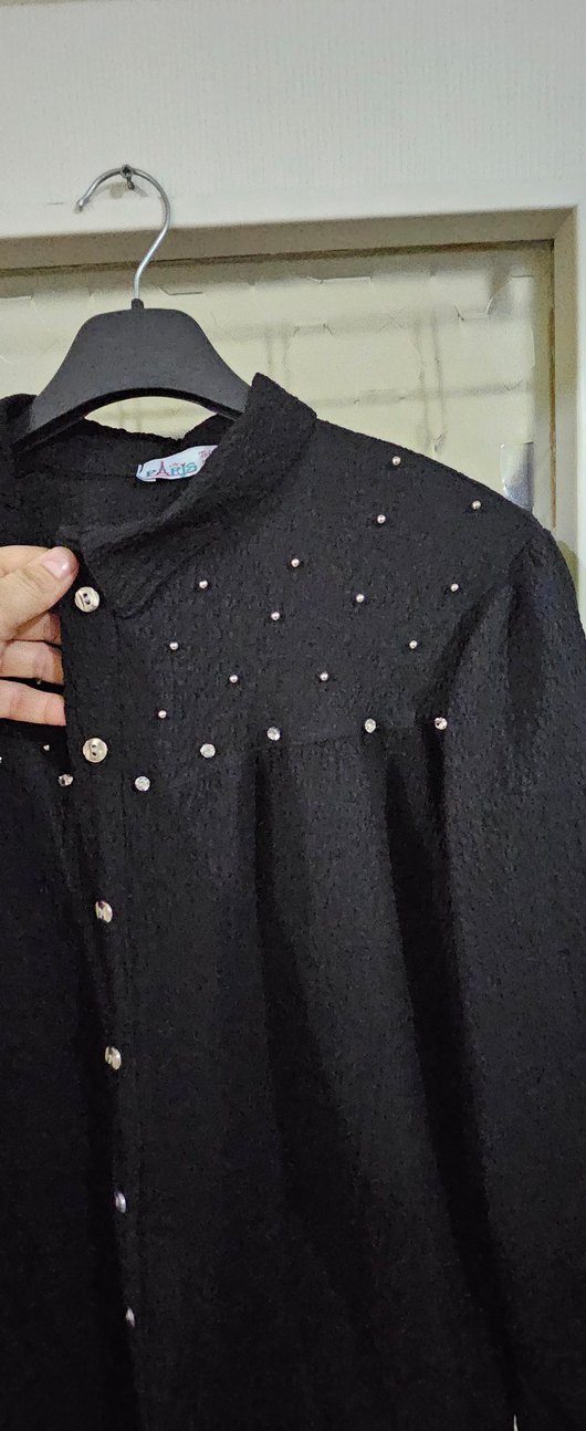 Siyah Midi Hamile Keten Ceket - Görsel 2