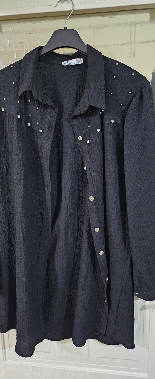 Siyah Midi Hamile Keten Ceket - Görsel 3