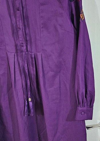 Mor Düğmeli V Yaka Hamile Bluzu - Görsel 3