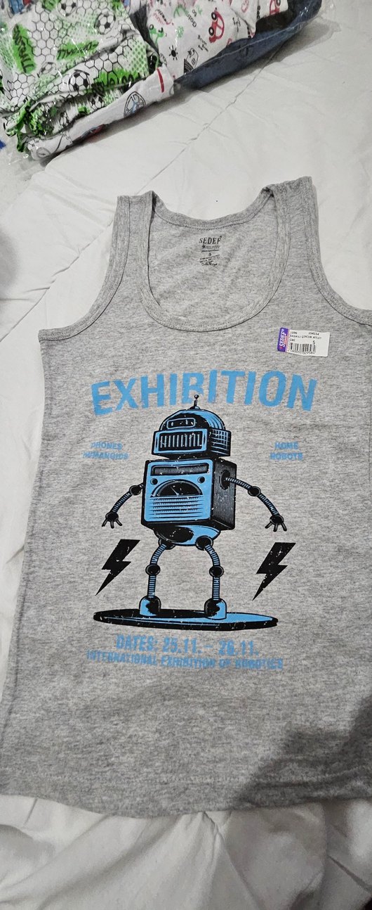 Gri Baskılı Erkek Çocuk Atlet - Görsel 4