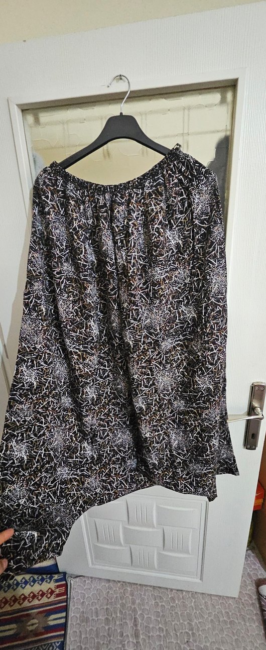 Düğmeli Çok Renkli Bohem Hamile Midi Etek - Görsel 2