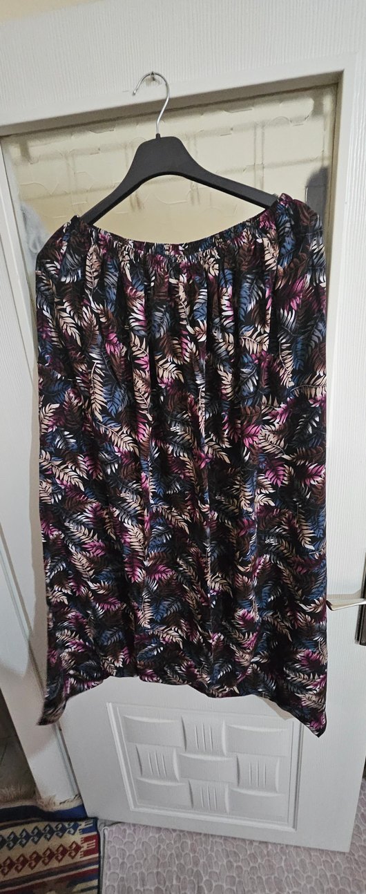 Düğmeli Çok Renkli Bohem Hamile Midi Etek - Görsel 4