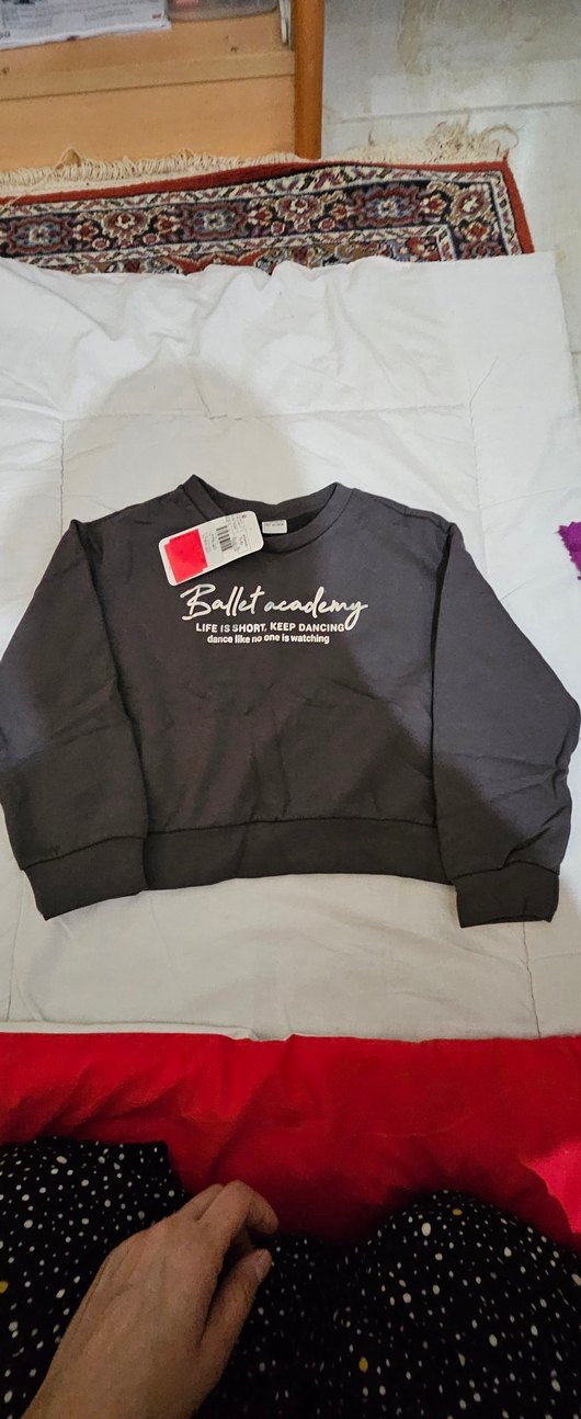 Siyah Baskılı Klasik Kesim Sweatshirt - Görsel 2