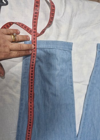 Beli Bağlamalı Rahat Kesim Mavi Kadın Kot Pantolon - Görsel 9