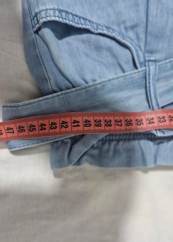 Beli Bağlamalı Rahat Kesim Mavi Kadın Kot Pantolon - Görsel 8