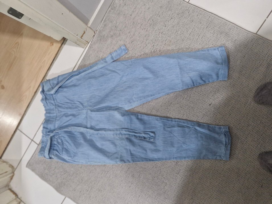 Beli Bağlamalı Rahat Kesim Mavi Kadın Kot Pantolon - Görsel 3