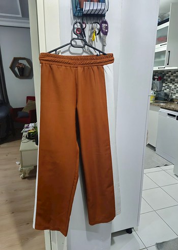 s Beden Kahverengi Yan Şeritli Kadın Spor Pantolon