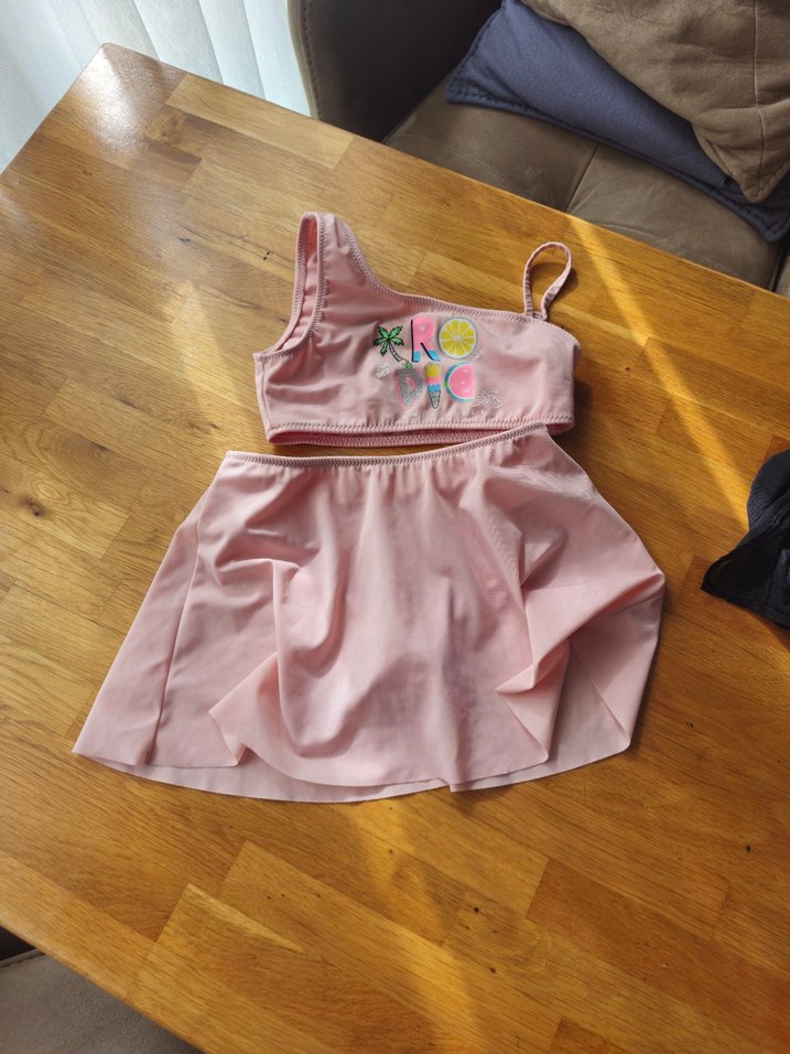 Pembe Nakışlı Kız Çocuk Bikini Seti - Görsel 4