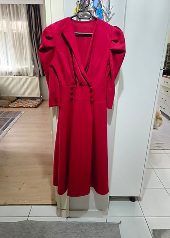 Bordo Düğmeli Uzun Hamile Kabanı - Görsel 6