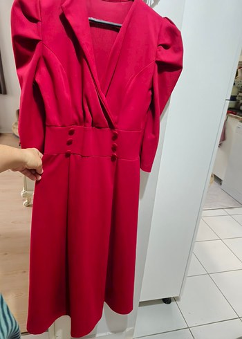 Bordo Düğmeli Uzun Hamile Kabanı - Görsel 4