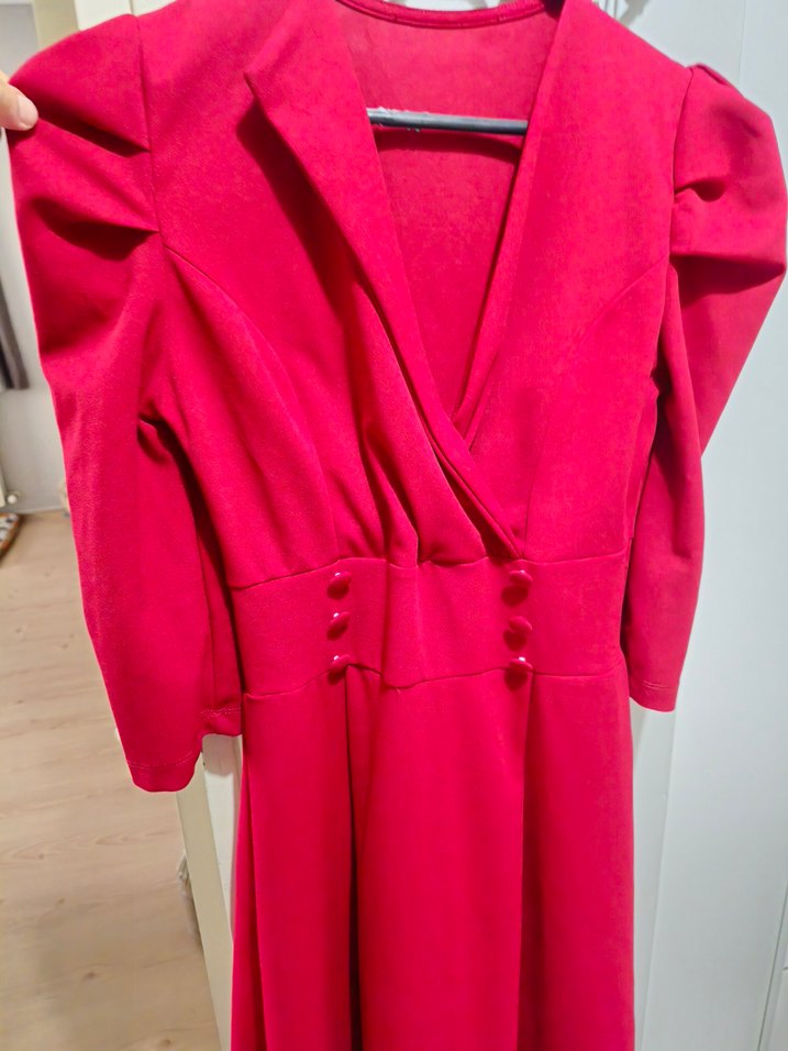 Bordo Düğmeli Uzun Hamile Kabanı - Görsel 2