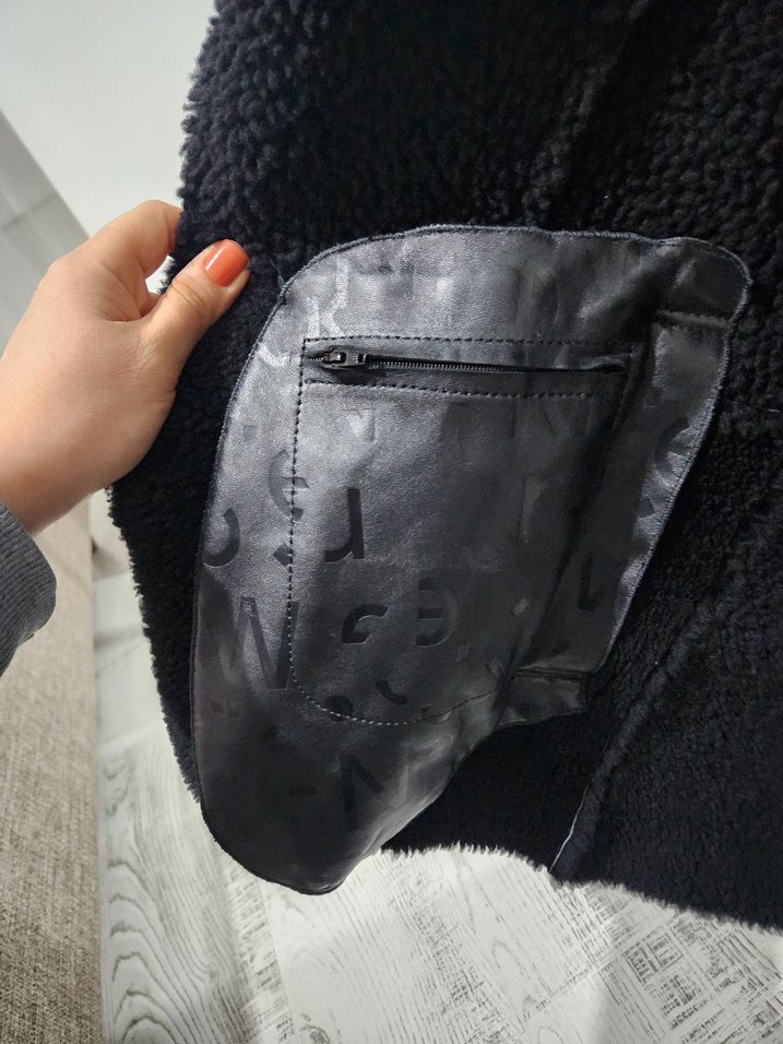 Sıyah Deri  Kürk Detaylı Ceket - Görsel 4