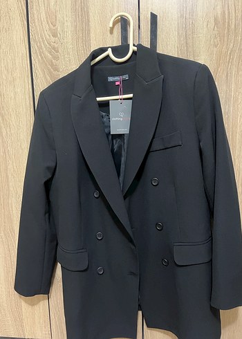 36 Beden siyah Renk Düğmeli Siyah Kadın Blazer Ceket