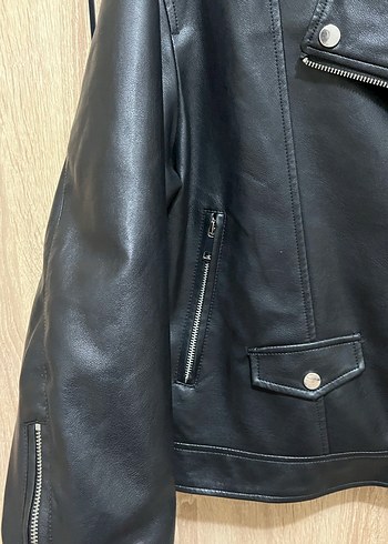 m Beden siyah Renk Kadın Siyah Deri Biker Ceket