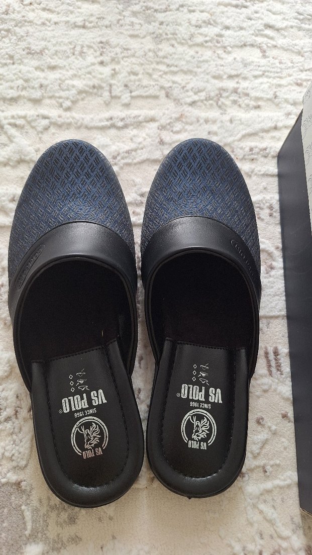 Erkek Mavi Velcro Detaylı Ev Terliği - Görsel 2