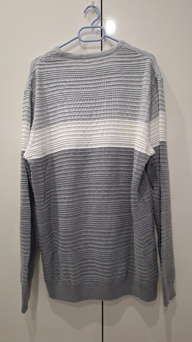 Gri Pamuklu Uzun Kollu Triko Kazak - Görsel 4